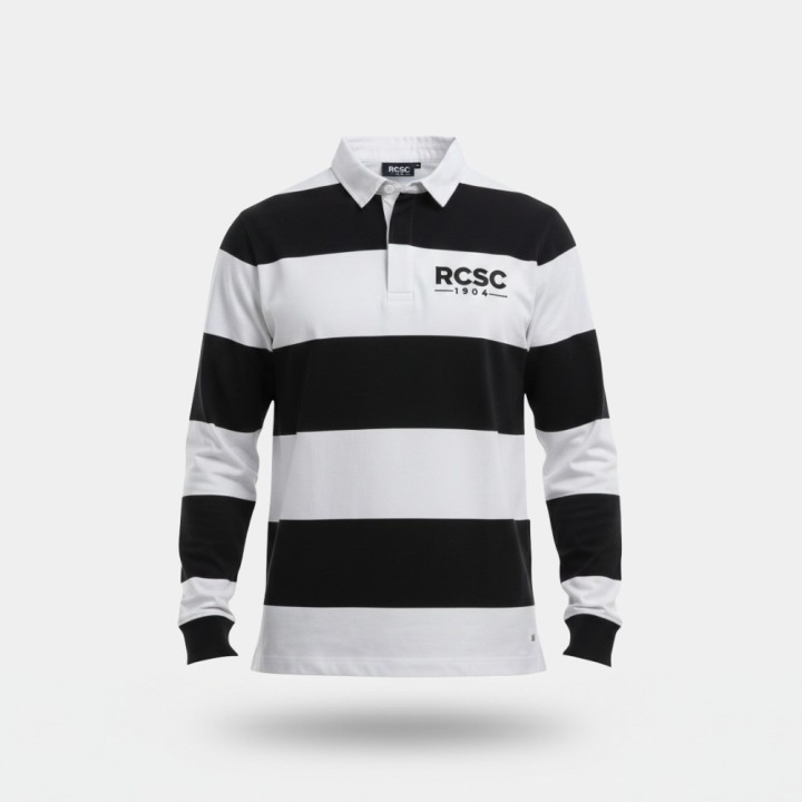 Rcsc-Polo rugby rayé noir et blanc (pr)
