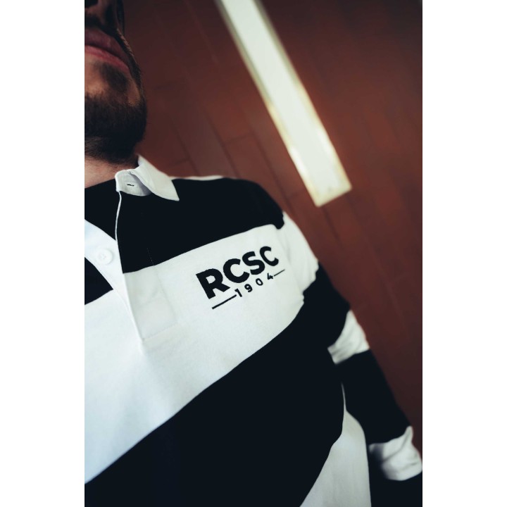Rcsc-Polo rugby rayé noir et blanc (pr)
